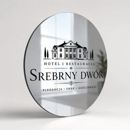 Okrągły szyld z dibondu do hotelu i restauracji