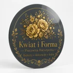 Okrągły szyld z dibondu dla pracowni florystycznej