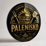 Czarno-złoty szyld z dibondu z logo restauracji