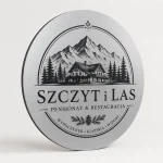 Szyld okrągły z dibondu srebrny szczotkowany dla pensjonatu