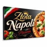 Czarny szyld reklamowy z zaginanym bokiem do lokalu gastronomicznego