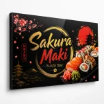 Czarny szyld z dibondu z zaginanym bokiem do lokalu sushi