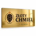 Złoty lustrzany szyld z dibondu z zaginanym bokiem do browaru