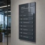 Tablica informacyjna zbiorcza Dibond antracytowa do centrum technologii