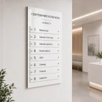 Tablica informacyjna zbiorcza Dibond biała do centrum medycznego