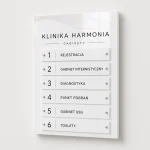 Tablica informacyjna zbiorcza z Dibond dla kliniki