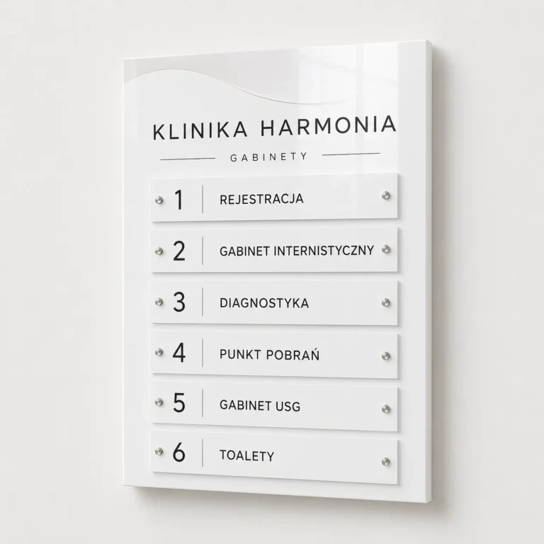 Tablica informacyjna zbiorcza z Dibond dla kliniki