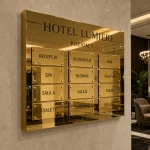 Tablica informacyjna zbiorcza Dibond do lobby hotelowego