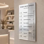 Srebrna tablica informacyjna zbiorcza Dibond do studia urody
