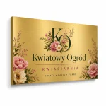 Złoty szczotkowany szyld z dibondu do pracowni florystycznej