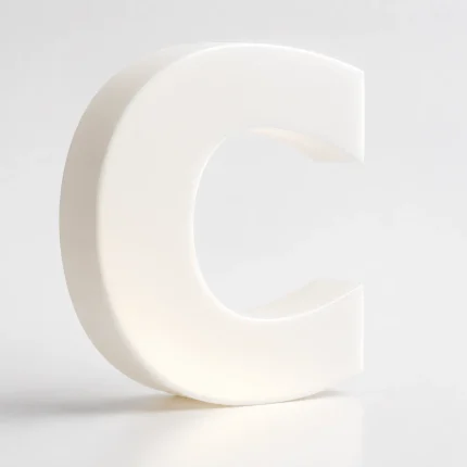 Biała litera 3D z mlecznej plexi LED