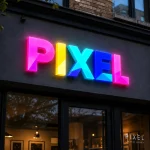Kolorowe litery 3D LED z plexi na elewacji