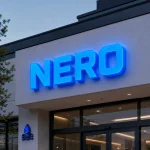 Niebieskie litery przestrzenne z plexi LED
