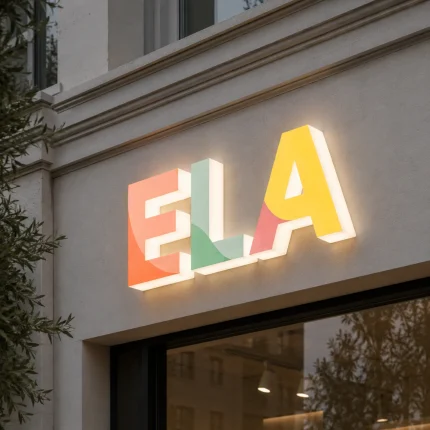 Kolorowe litery przestrzenne z plexi na elewacji
