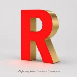 Litera 3D LED z dibondu i plexi – czerwony front, złoty lustrzany bok