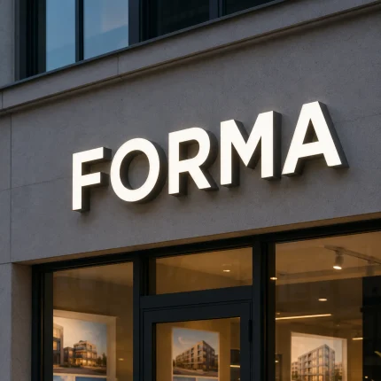 Litery 3D z podświetleniem z dibondu i plexi – FORMA