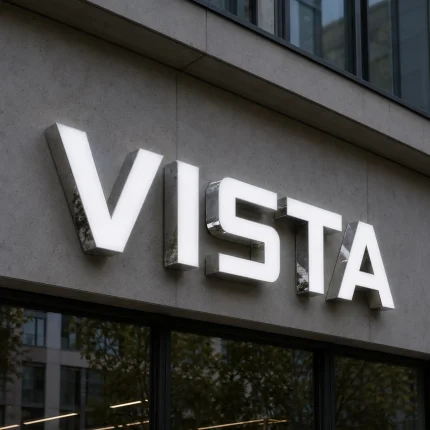 Białe litery przestrzenne reklamowe LED – VISTA