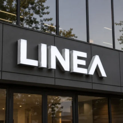 Białe litery reklamowe LED z dibondu – LINEA