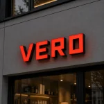 Czerwone litery z podświetleniem z dibondu – VERO