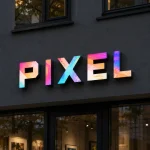 Kolorowe litery 3D LED z dibondu i plexi – PIXEL