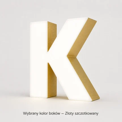 Litera 3D z bokiem złotym szczotkowanym z dibondu