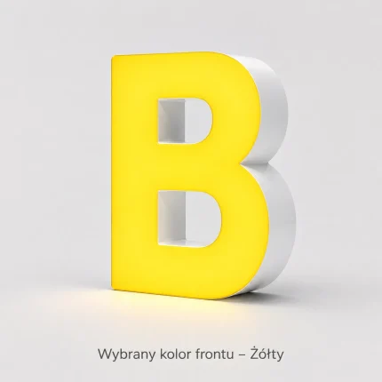 Litera przestrzenna LED z żółtym frontem z plexi