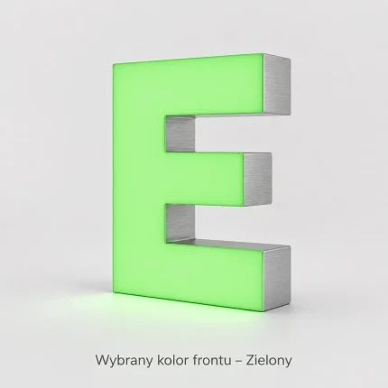 Litera 3D z dibondu i plexi – zielony podświetlany front