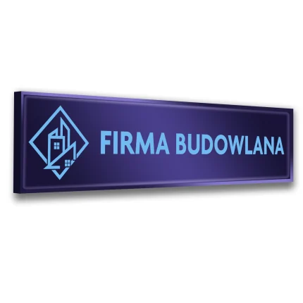 szyld podświetlany plexi firma budowlana LED niebieski