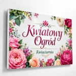 Biały szyld z dibondu z zaginanym bokiem do pracowni florystycznej