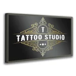 szyld tattoo studio czarny złoty elegancki reklama LED