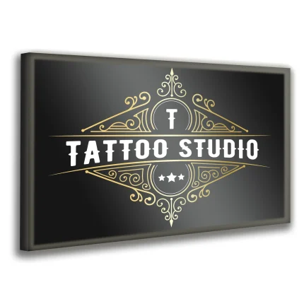 szyld tattoo studio czarny złoty elegancki reklama LED
