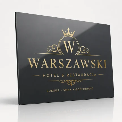 Antracytowa tablica z dibondu dla hotelu