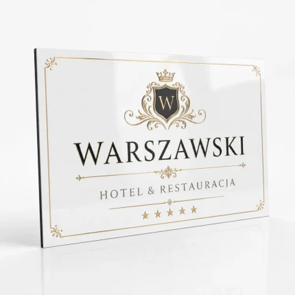 Biała tablica z dibondu dla hotelu i restauracji