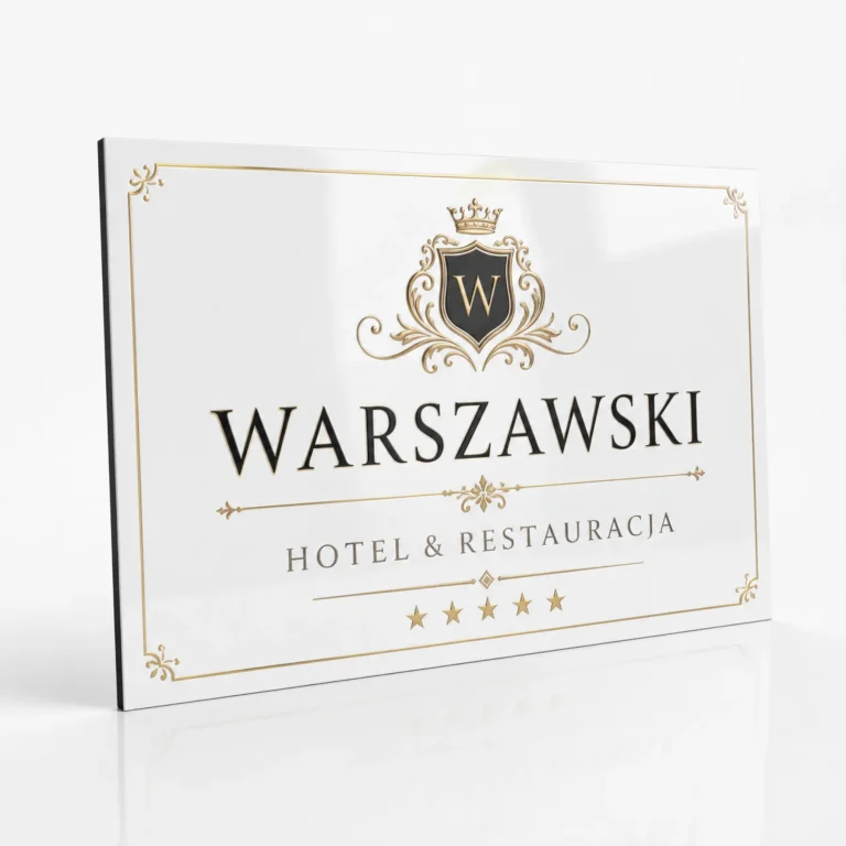Biała tablica z dibondu dla hotelu i restauracji