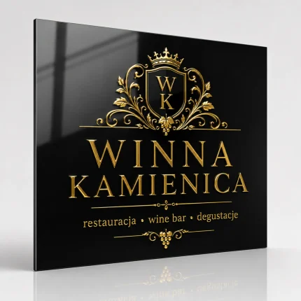 Czarna tablica z dibondu dla lokalu gastronomicznego