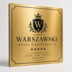 Szyld z dibondu złoty szczotkowany dla butikowego hotelu