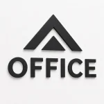 Czarne litery i znak z PCV w kompozycji Office na jasnym tle