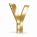 lustrzany – litera V Złota lustrzana litera V z Dibondu w stylu glamour