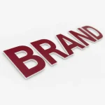 Czerwony napis Brand z PCV z kolorowym frontem i białymi bokami