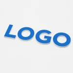 Niebieski napis Logo z PCV z kolorowym frontem i białymi bokami