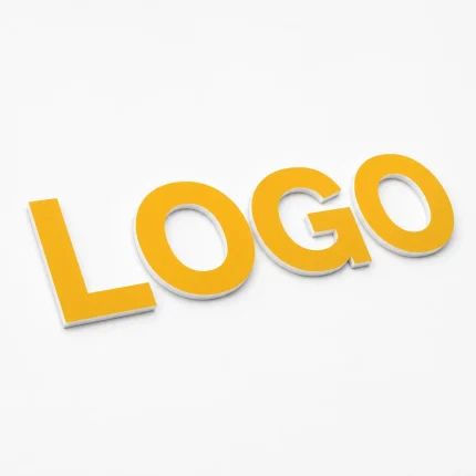 Żółty napis Logo z PCV z kolorowym frontem i białymi bokami