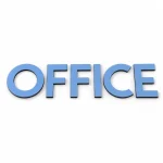 Błękitny napis Office z PCV z białymi bokami