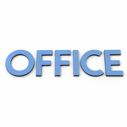 Błękitny napis Office z PCV z białymi bokami