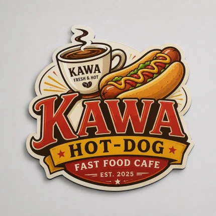 Frezowany szyld z białego dibondu do punktu fast food
