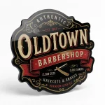 Szyld z czarnego błyszczącego dibondu do barbershopu