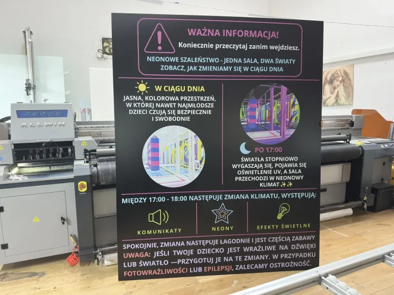 Szyld informacyjny z dibondu z czytelnym nadrukiem