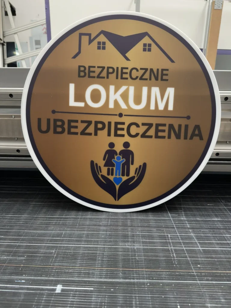 Szyld reklamowy okrągły dla biura ubezpieczeń