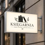 Dwustronny kaseton reklamowy 50x30 cm srebrny szczotkowany dla księgarni