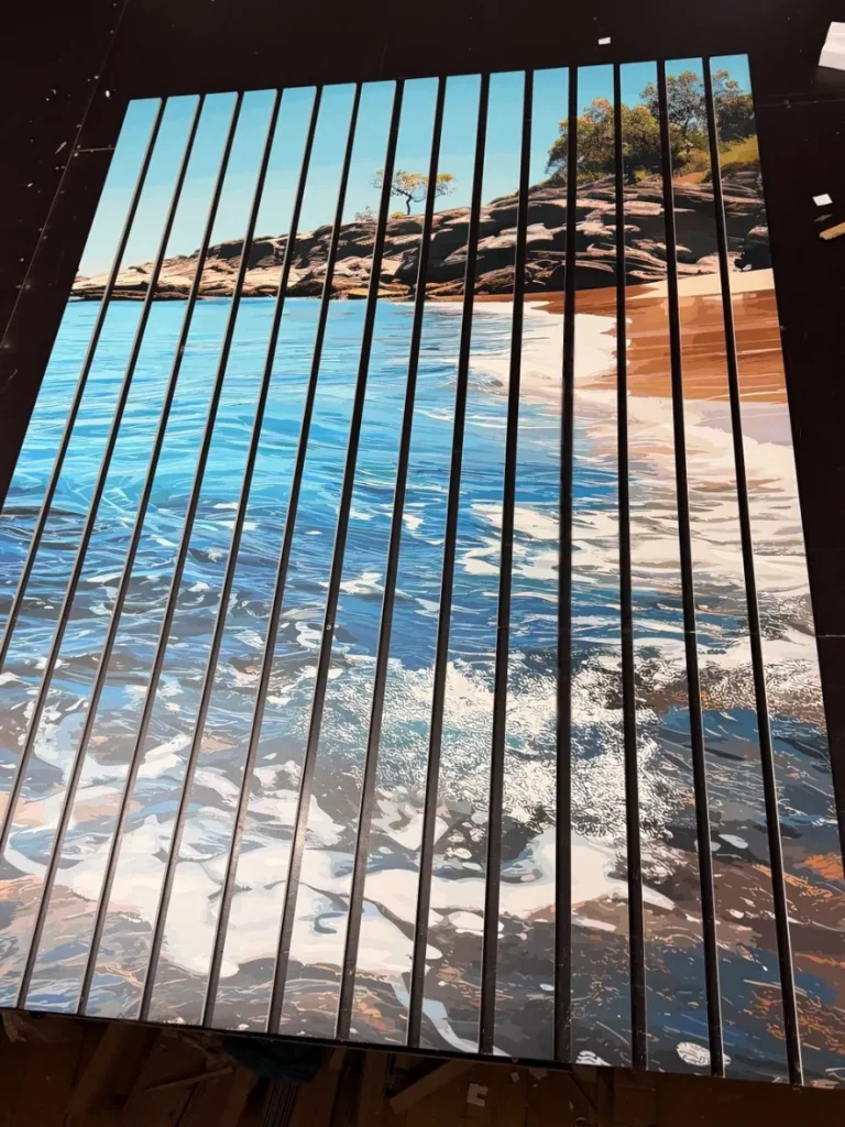 Dekoracyjne lamele ścienne z PCV z plażą i morzem do biura