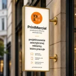 Duży kaseton reklamowy dwustronny 50x130 cm złoty szczotkowany PrintMercial